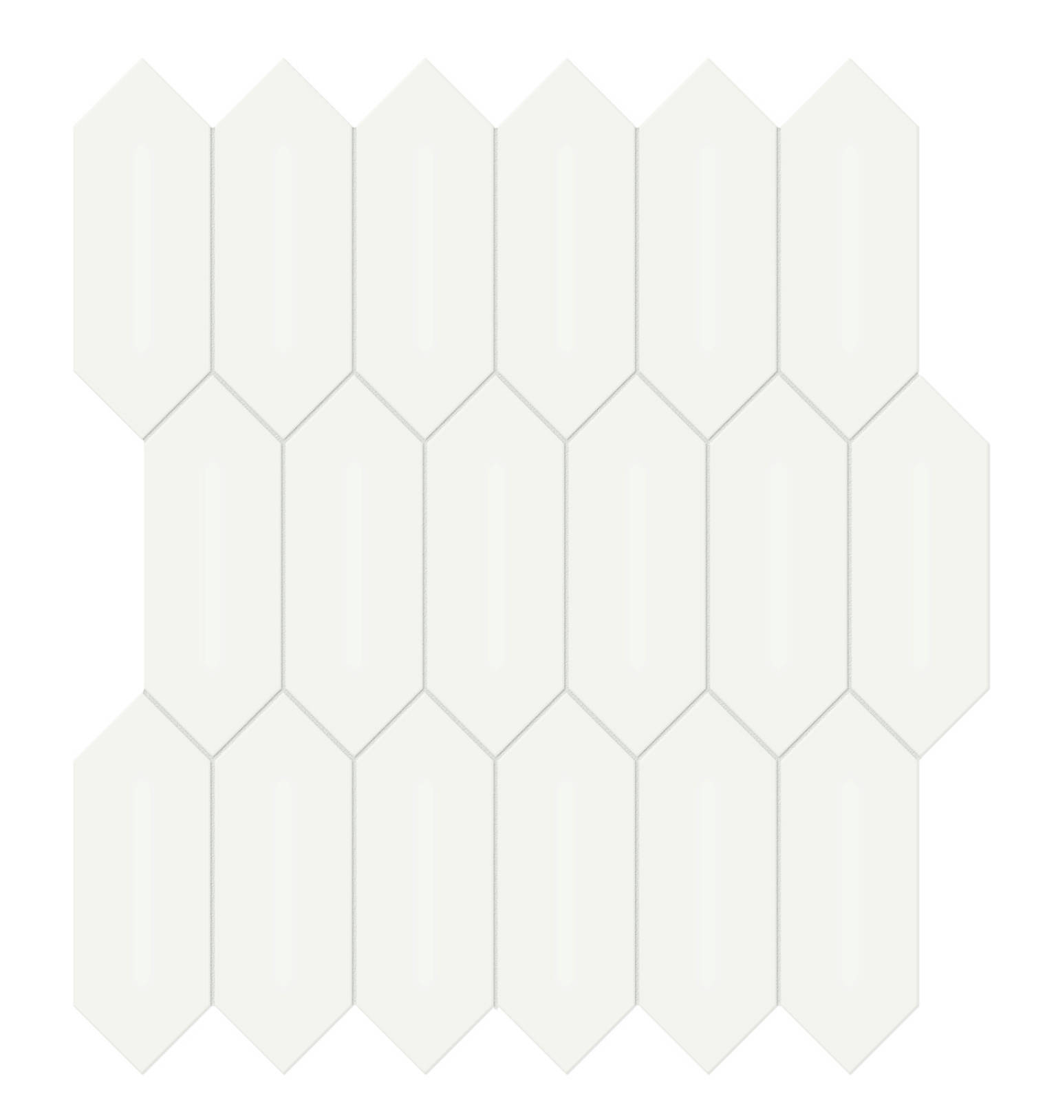 2×5 White Glossy Picket Mosaic