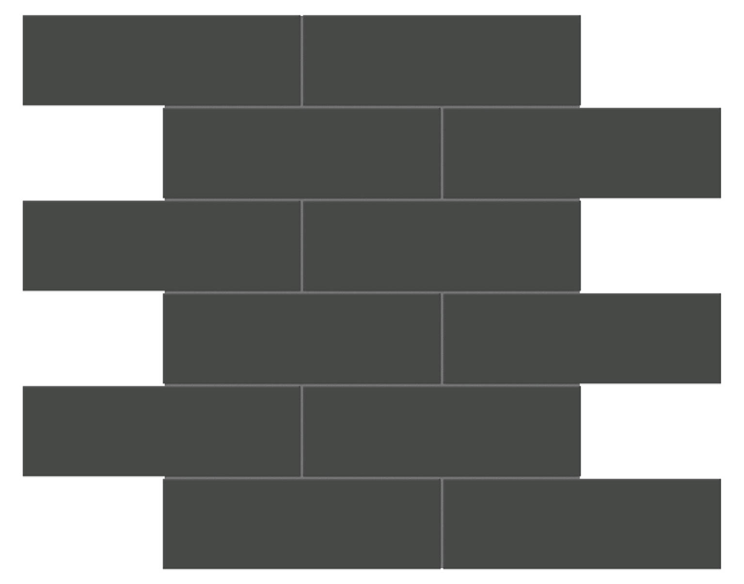 2×6 Retro Black Matte Brick Mosaic