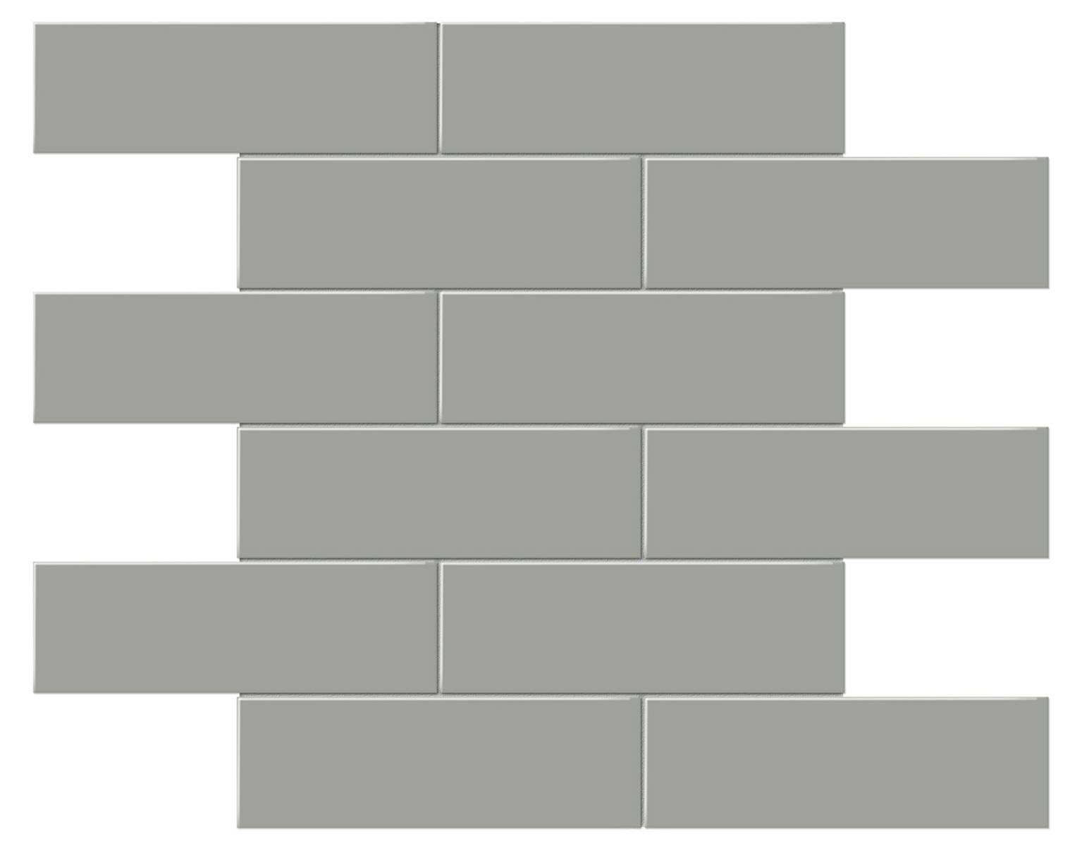 2×6 Taupe Glossy Brick Mosaic