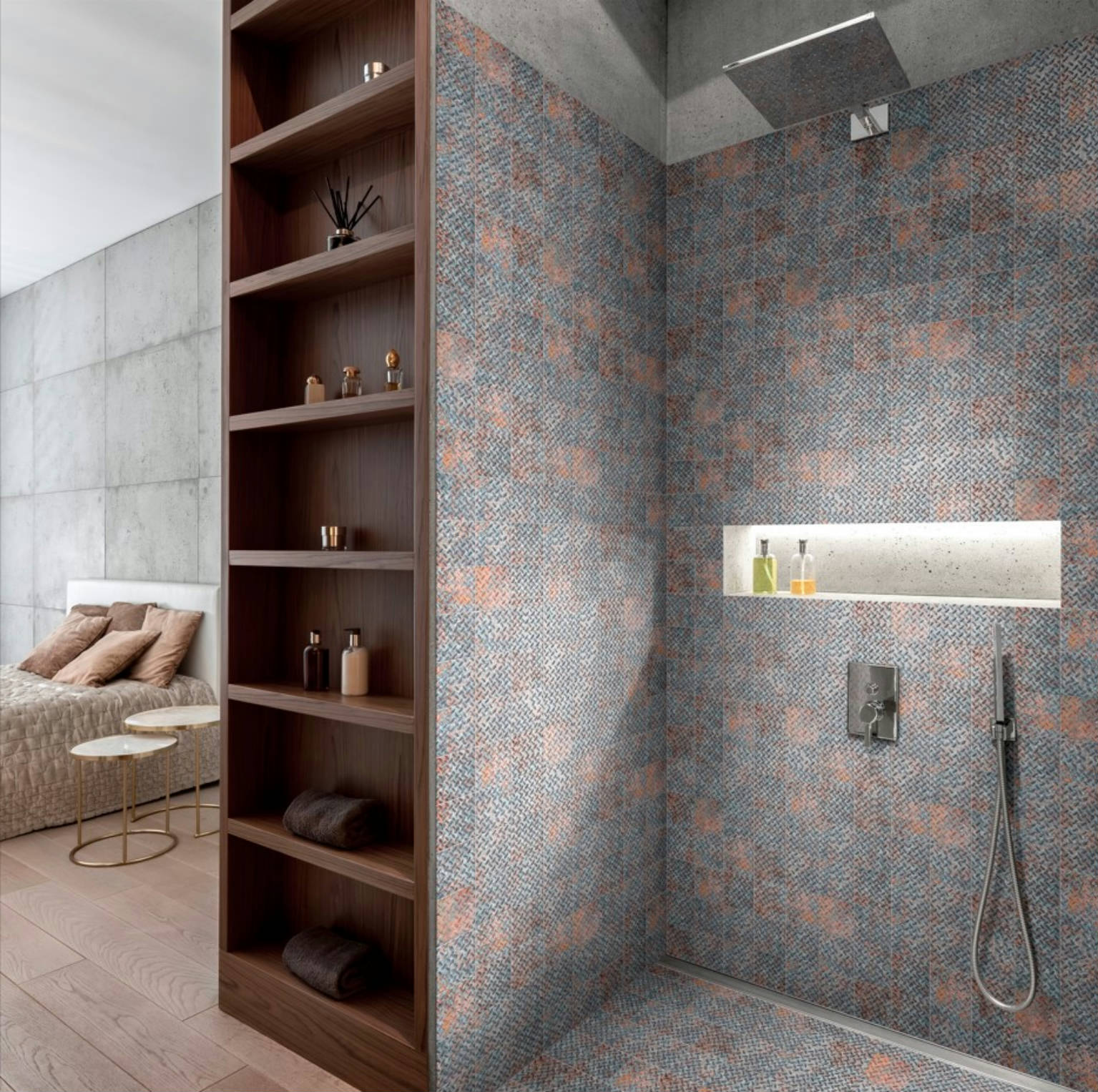 4x4 Rust Industrial Relief Pattern Glazed Ceramic Mosaic | Tiles By Kia