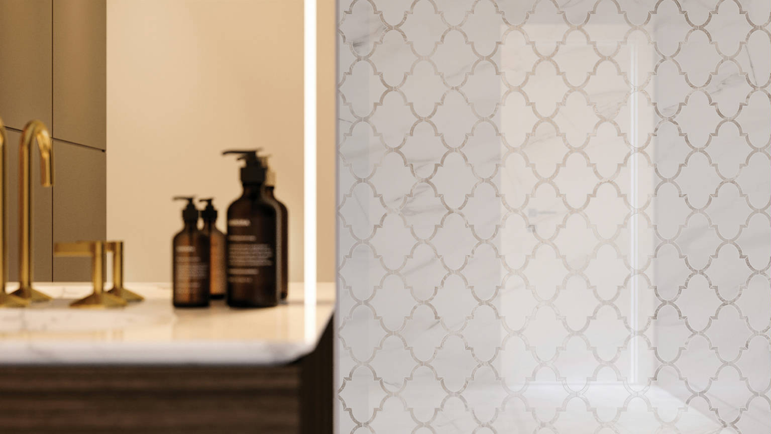 Ardor Infatuation Arabesque Polished Mosaic 3 | Tiles By Kia