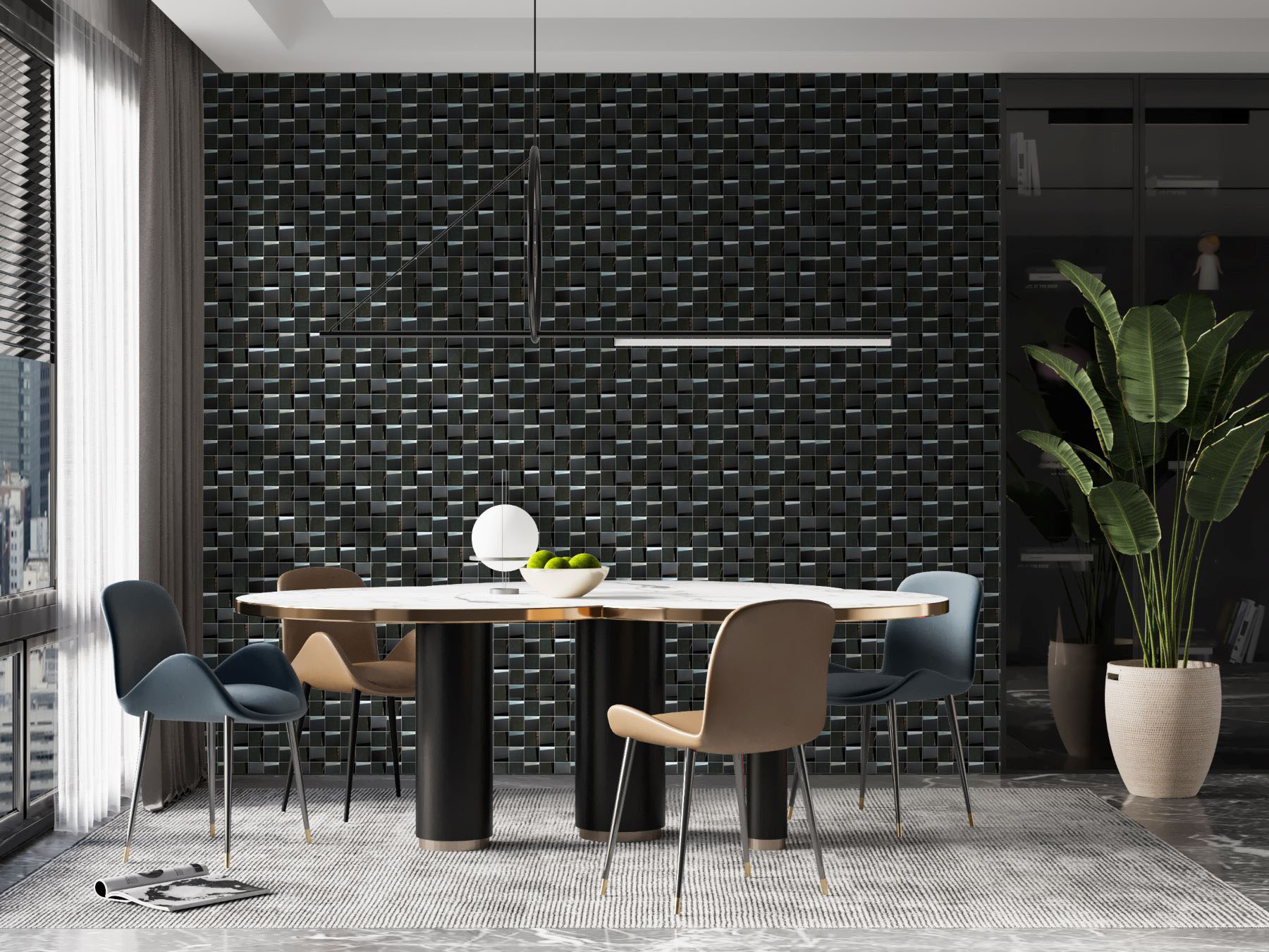 Black 3D Metal Mix Finish 2 | Tiles By Kia