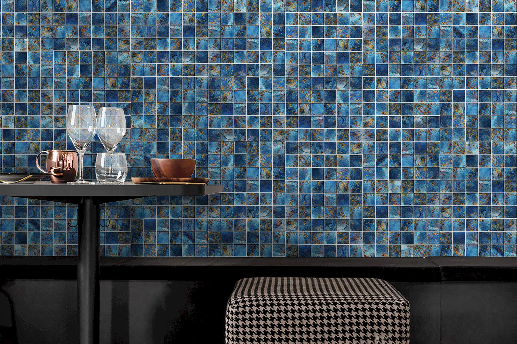 Blue Aluminum 2"x2" Mix Mosaic | Tiles By Kia