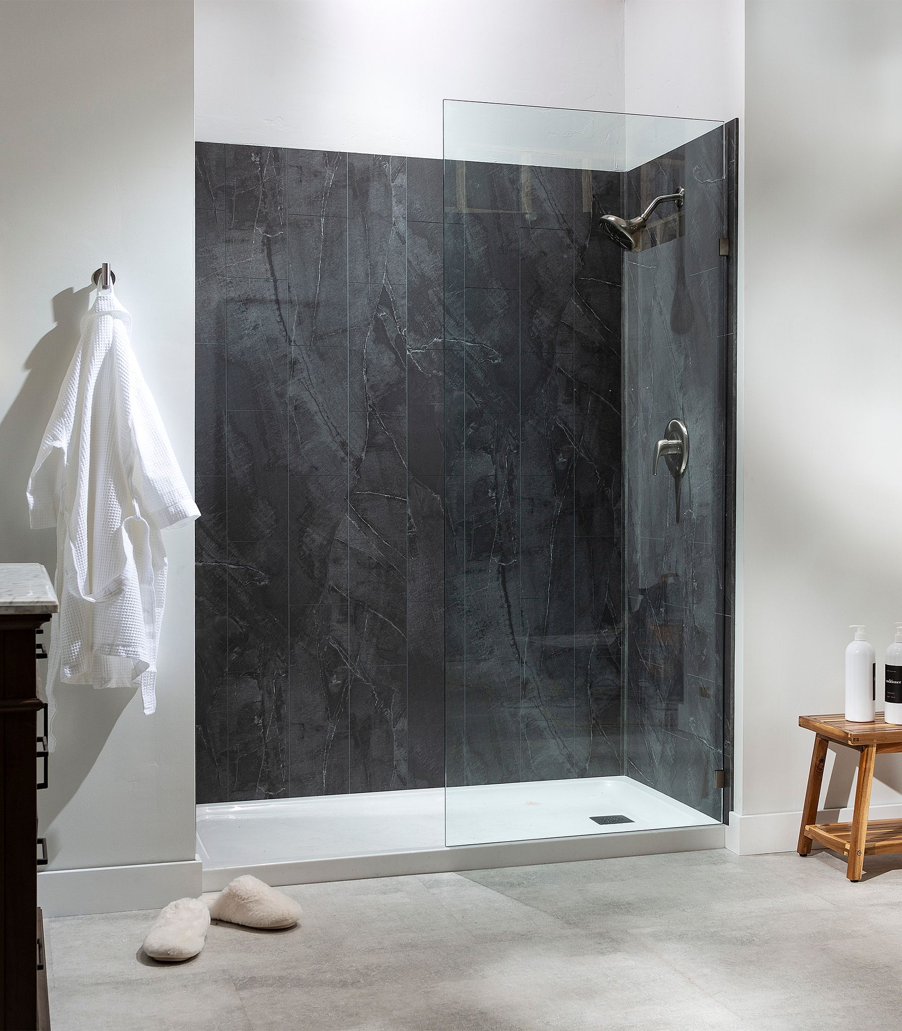 Cracked Slate Shower Wall Kit 30x60x78 | Tiles By Kia
