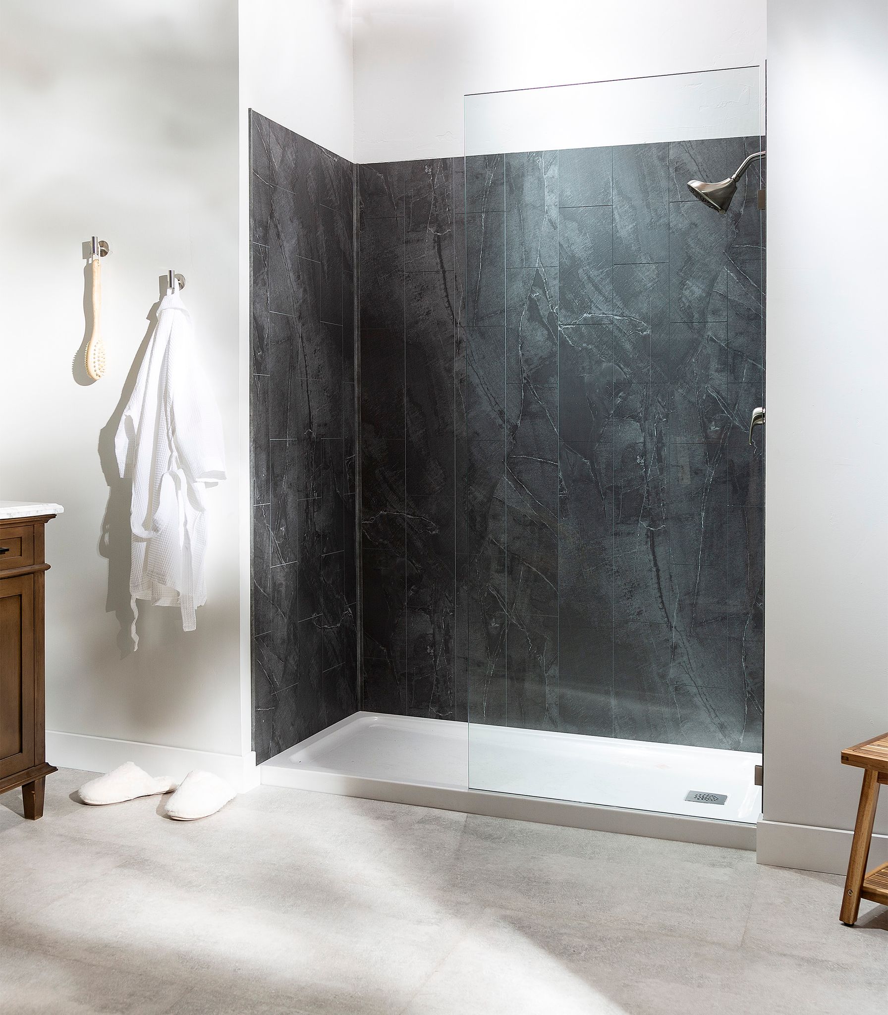 Cracked Slate Shower Wall Kit 36x36x78 | Tiles By Kia
