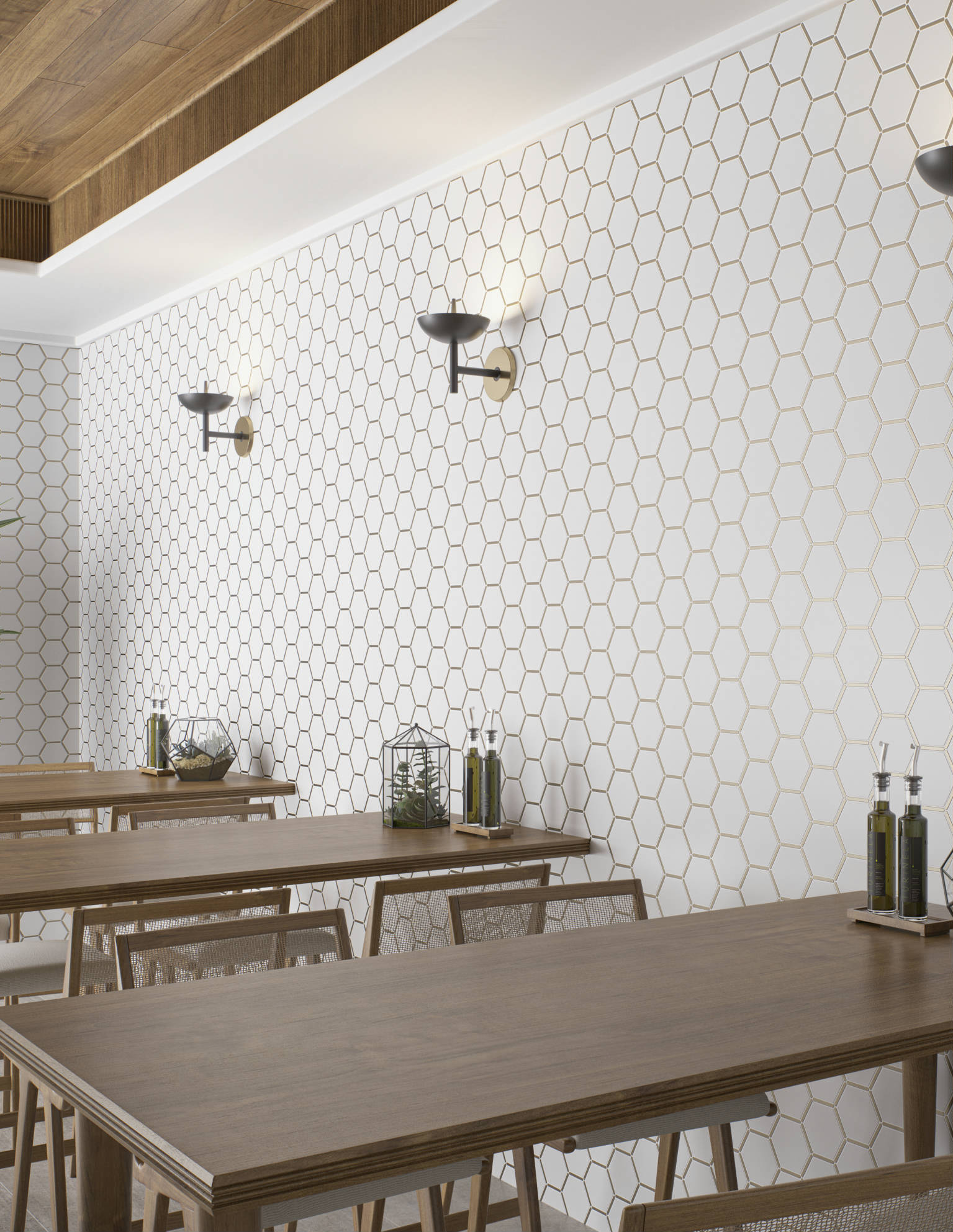Gilded Hex Mosaic  | Tiles By Kia