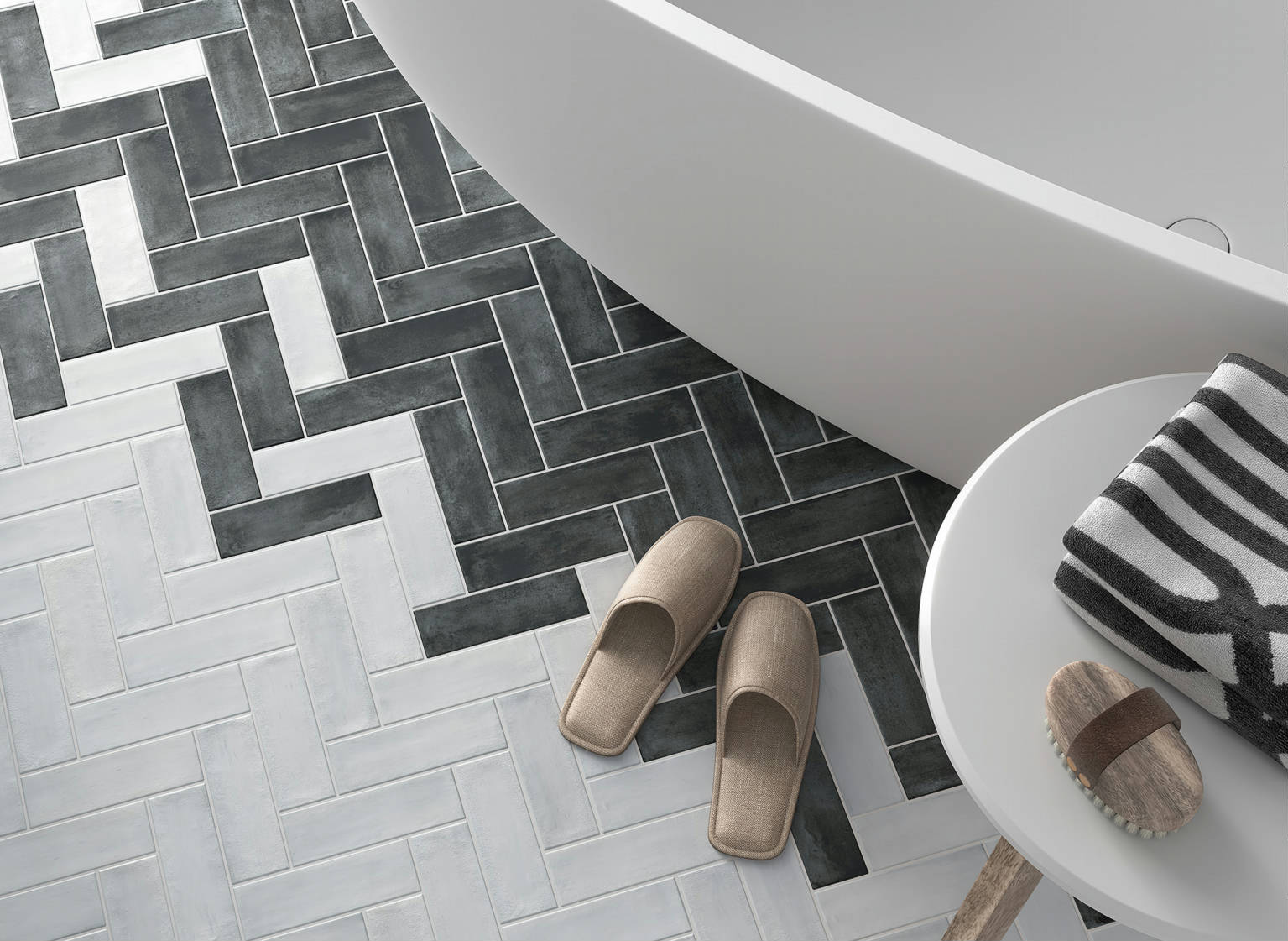 Lisbon 2X6 Pearl and Graphite | Tiles By Kia