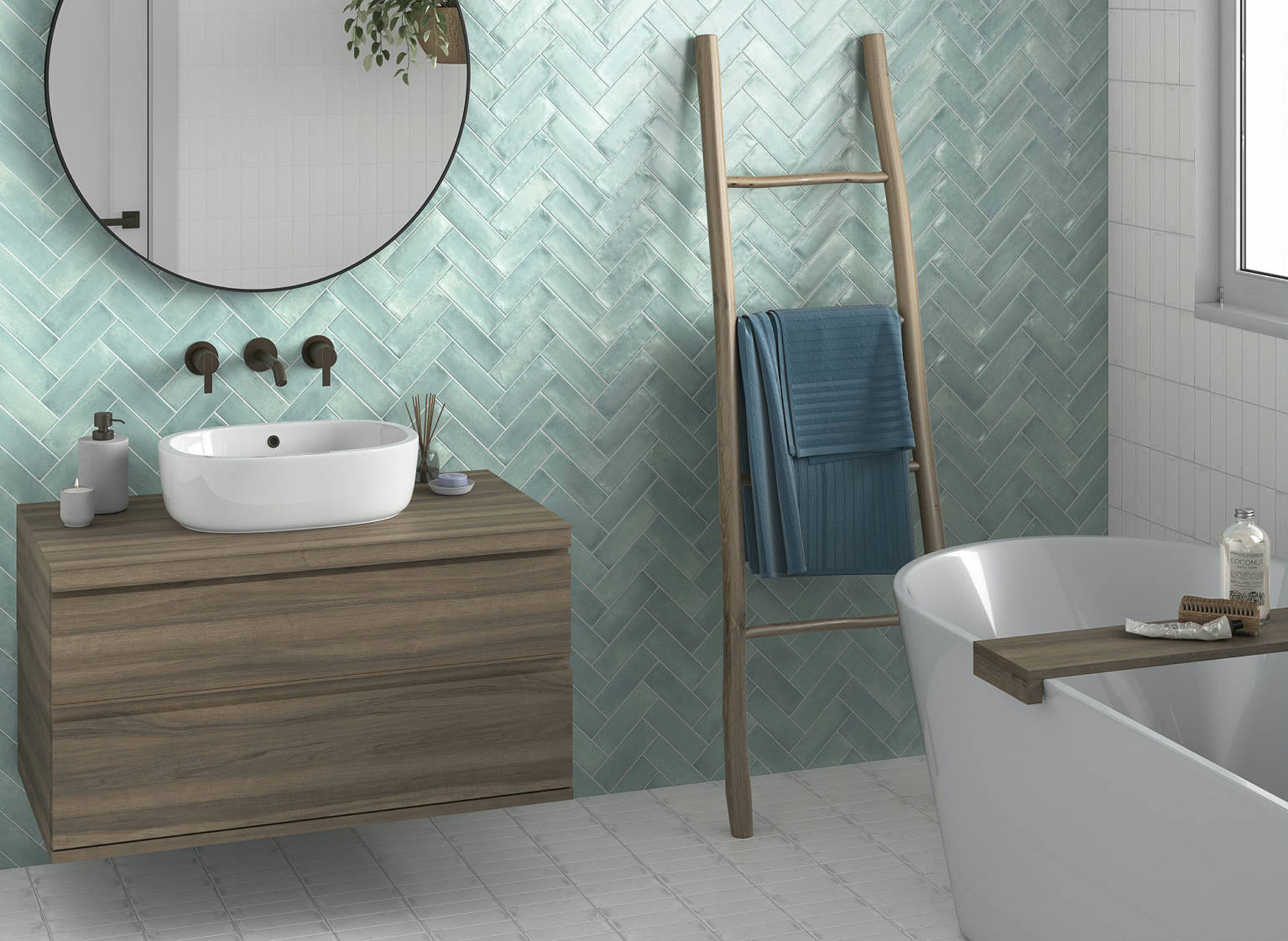 Lisbon 2X6 White and Sky | Tiles By Kia