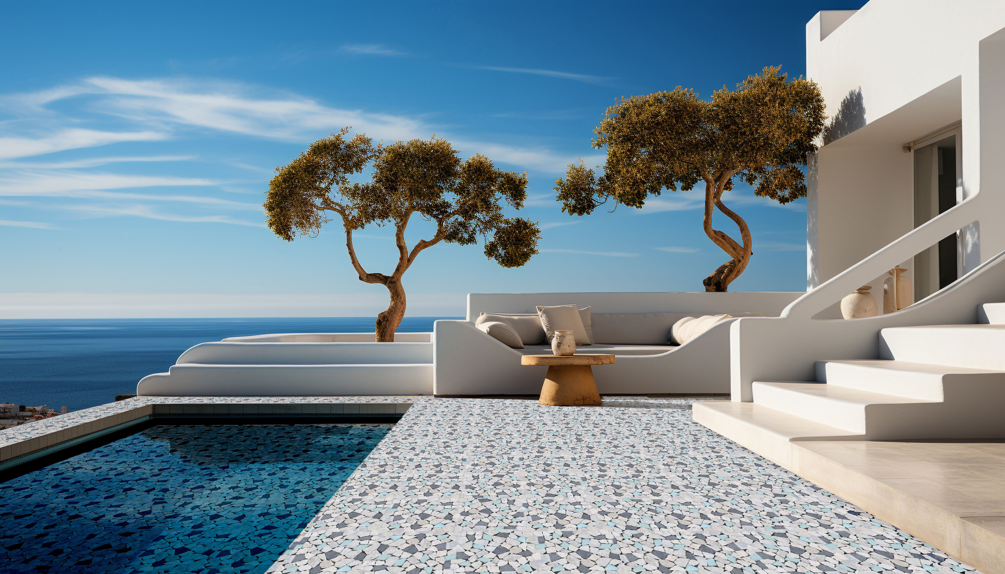 Mini Opus Beige Grey Marble Mix & Green Glass | Tiles By Kia