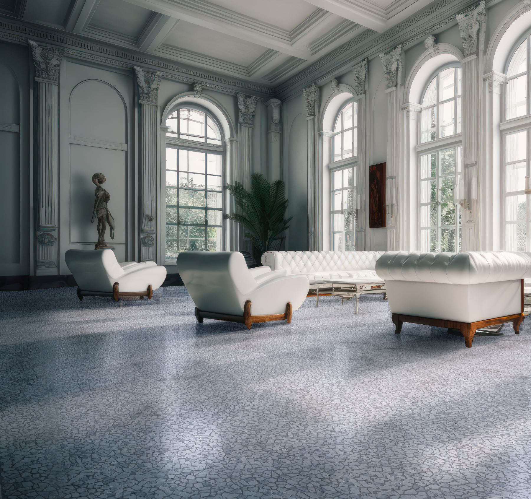 Mini Opus Matte White Grey Marble Stone Interlocking 2 | Tiles By Kia