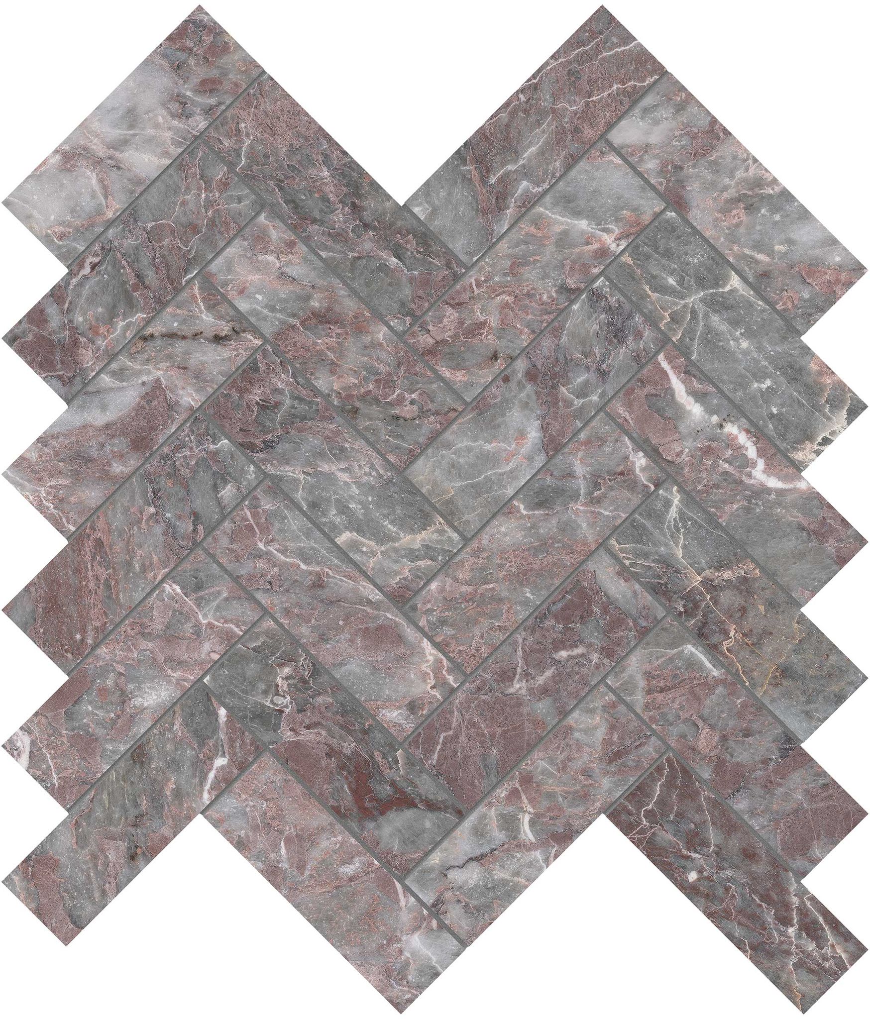 Sereno Burgundy 1.25x4 Herringbone Mosaic