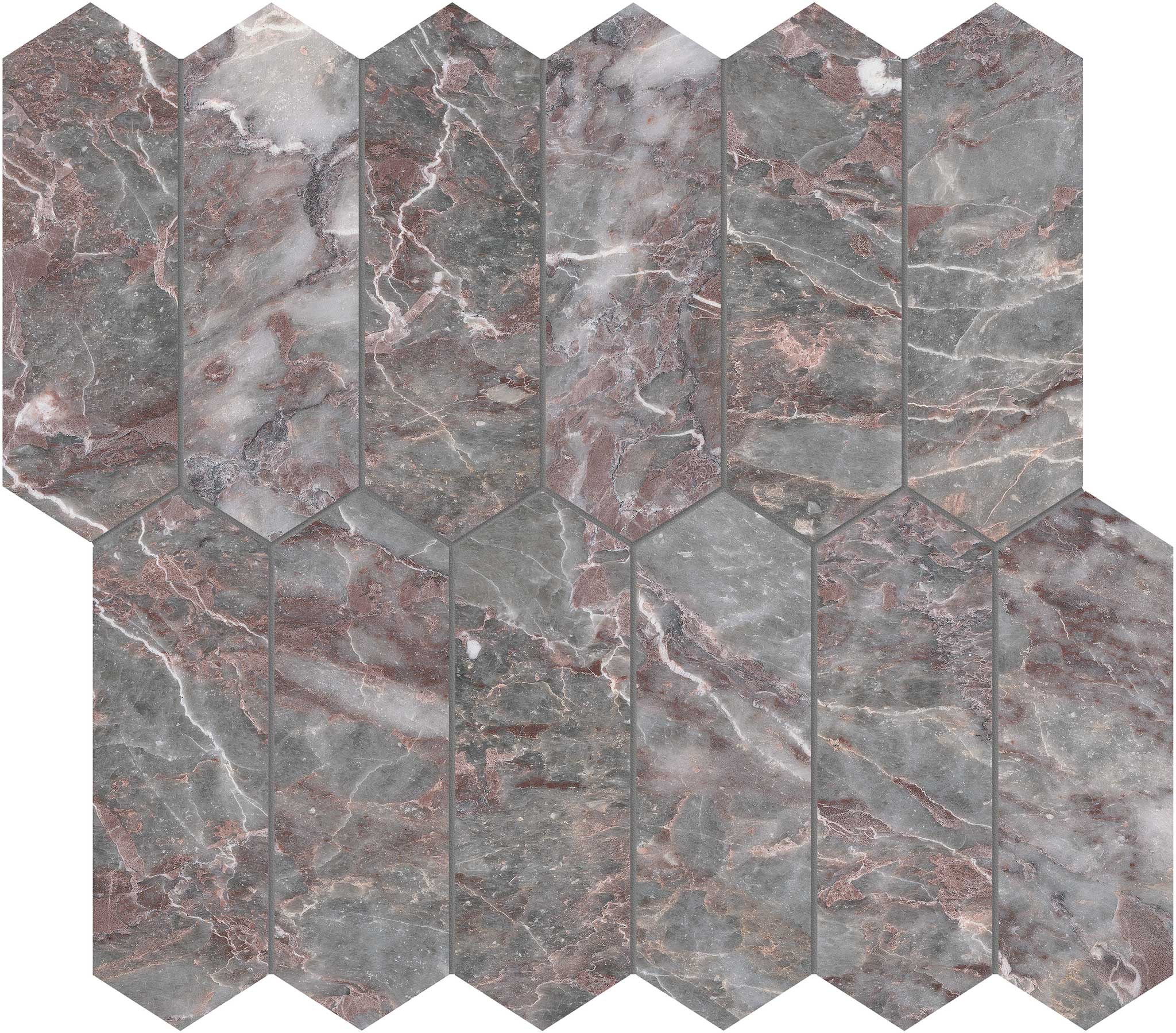 Sereno Burgundy 2x6 Picket Mosaic
