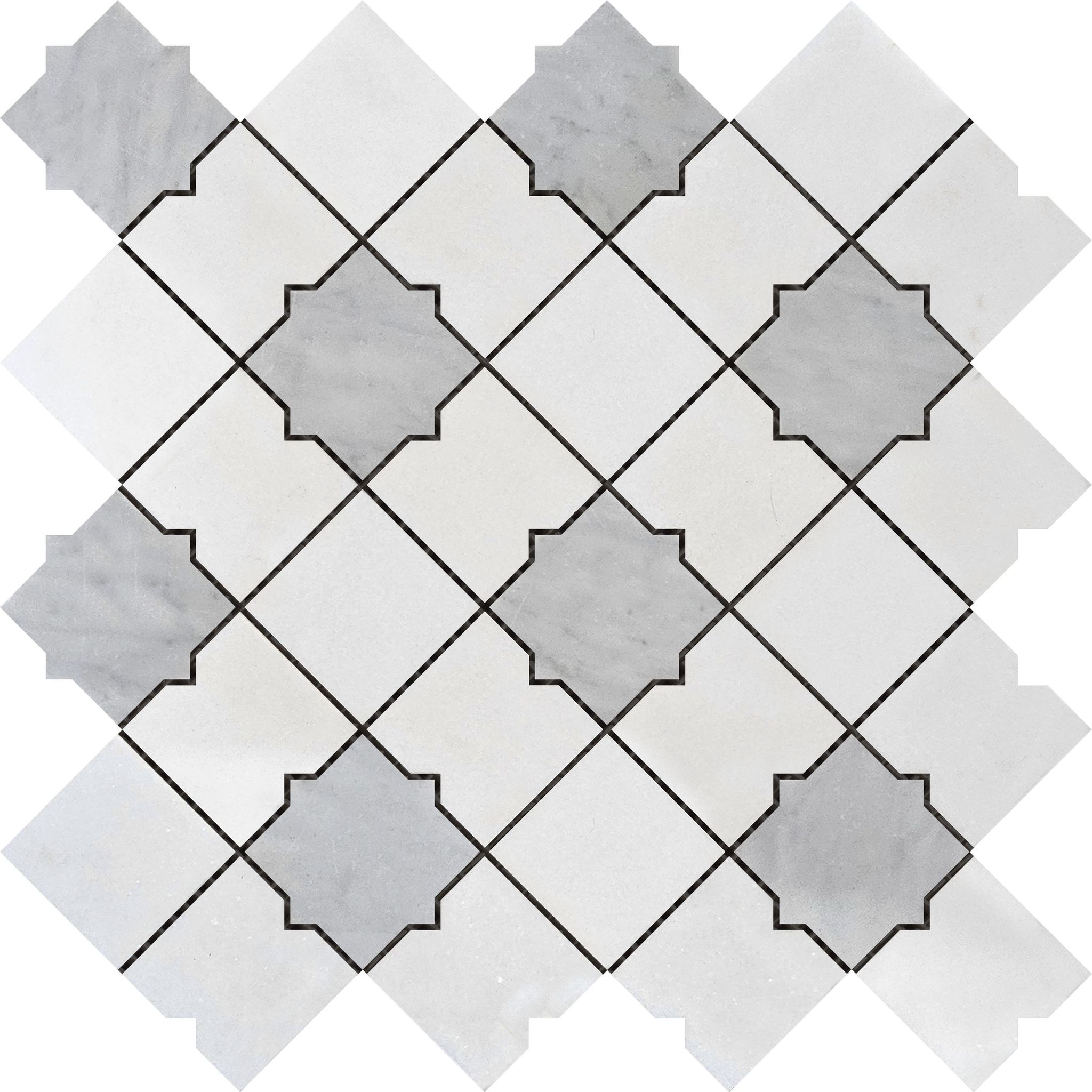 Star & Square White & Grey Mix Marble