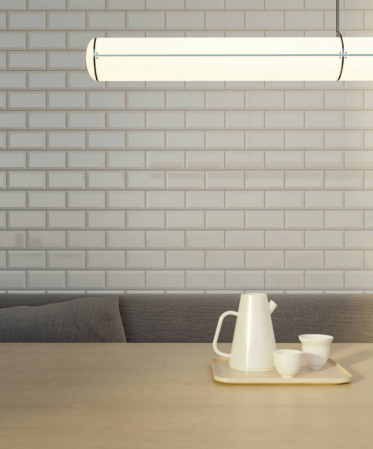 Traditions Canvas White Beveled Glossy 3x6 | Tiles By Kia