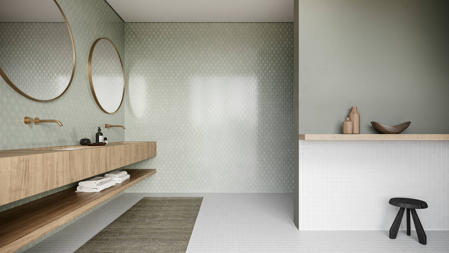Traditions Soft Sage Glossy Scallop Mosaic | Tiles By Kia