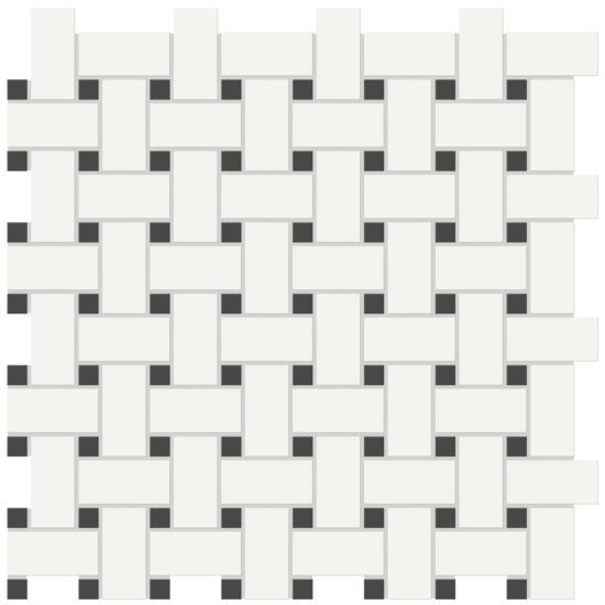 White w/Retro Black Matte Basketweave Mosaic | Tiles By Kia