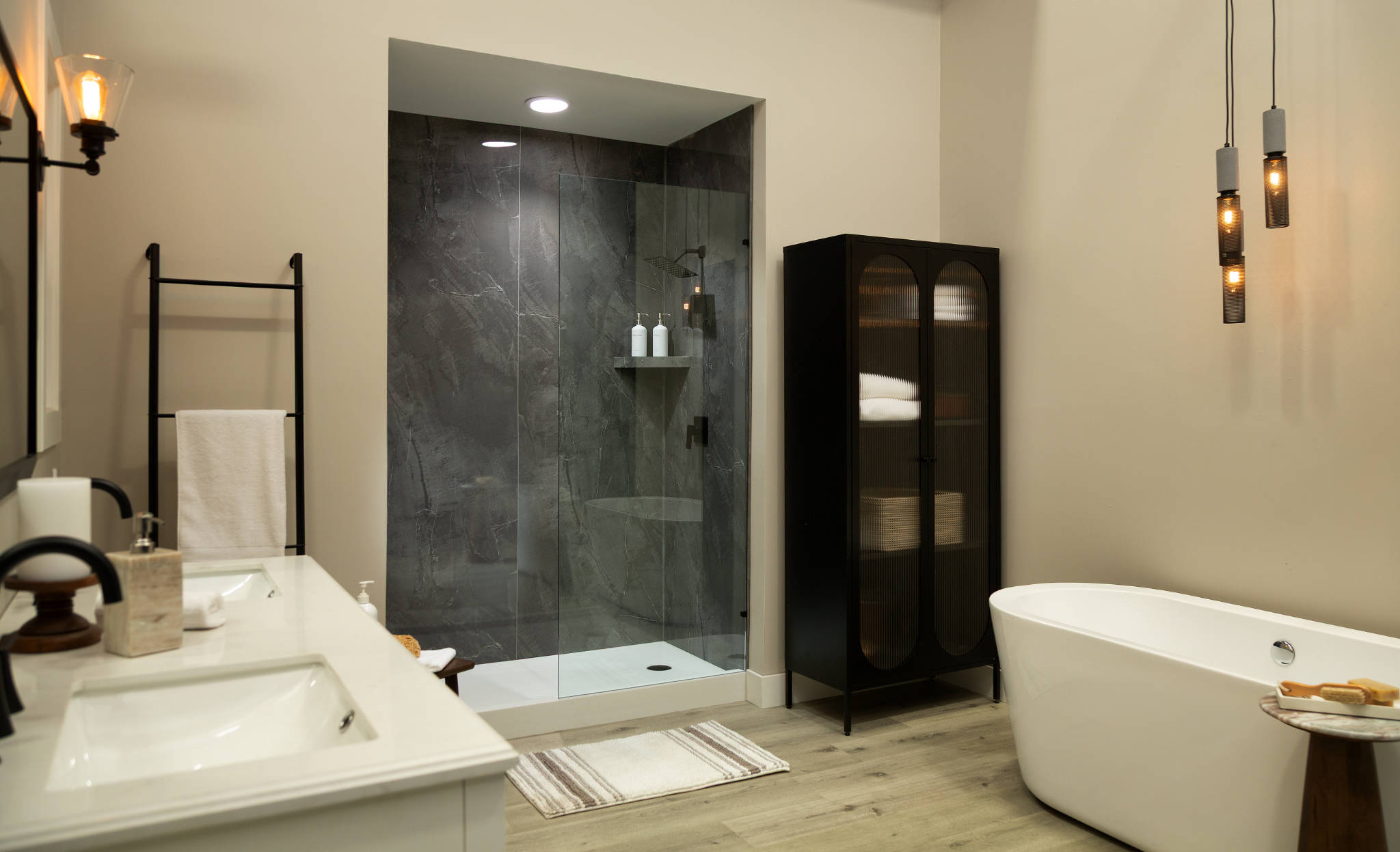 Cracked Slate Gloss Shower Wall Kit 30x60x94