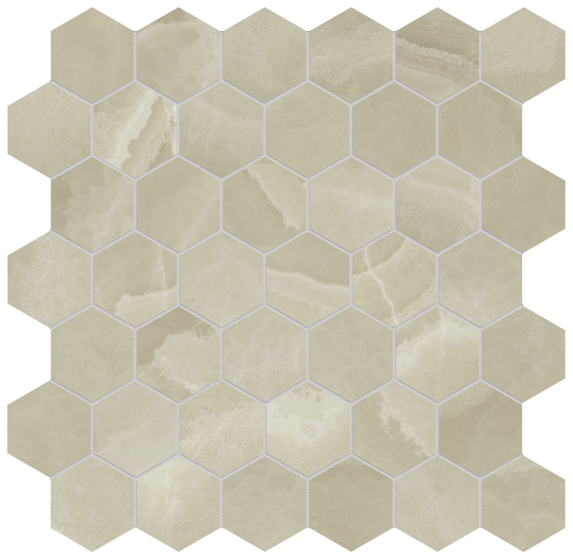Lustra 2" Hex Onyx Hazel Honed