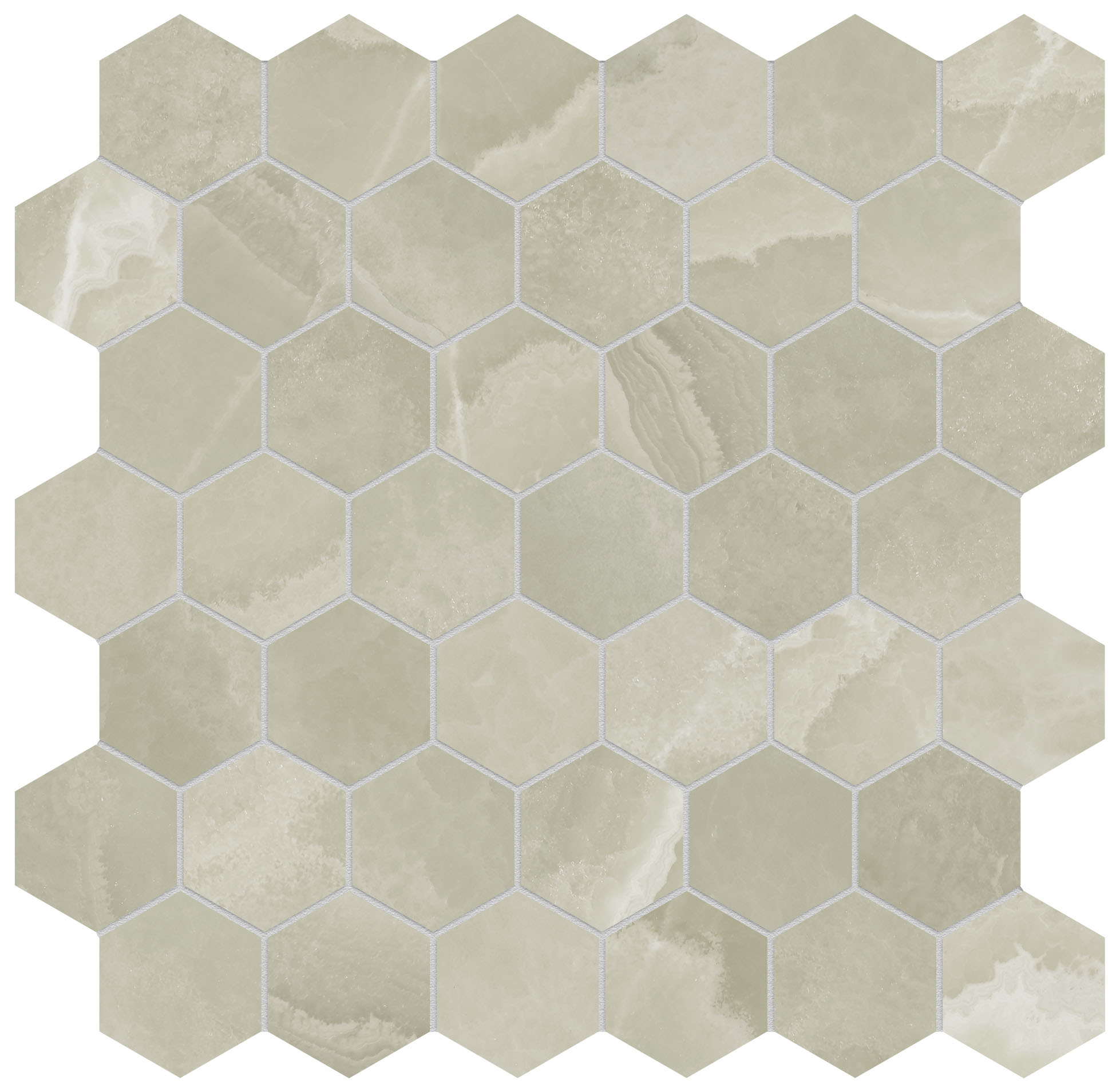 Lustra 2" Hex Onyx Sage Honed